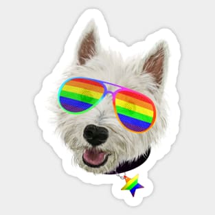 Gay Pride Westie LGBT Dog Rainbow Sunglasses Sticker